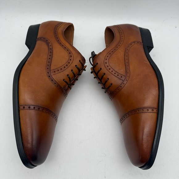 BRAND NEW Aldo Sirari Cap Toe Brogue Oxfords Cognac Brown Leather Men’s Size 10 - Picture 5 of 7